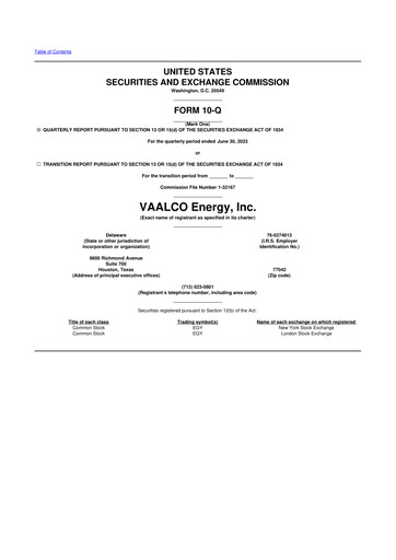 Thumbnail Vaalco Energy
 10-Q Quarterly Report FY2023 