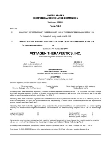 Thumbnail VistaGen Therapeutics
 10-Q Quarterly Report FY2024 
