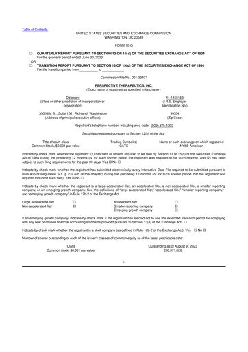 Thumbnail Perspective Therapeutics 10-Q Quarterly Report FY2023 