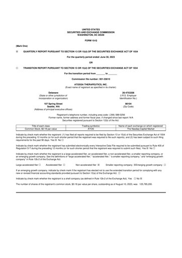 Thumbnail Atossa Therapeutics 10-Q Quarterly Report FY2023 