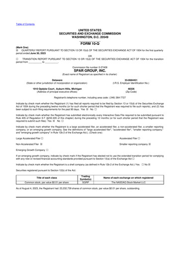 Thumbnail SPAR Group 10-Q Quarterly Report FY2023 