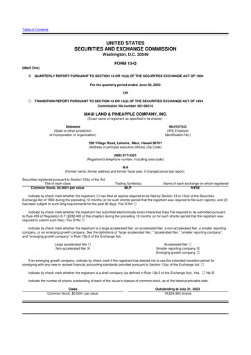Vorschaubild Maui Land & Pineapple Company 10-Q Quartalsbericht 2023 
