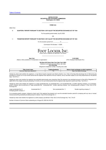 Thumbnail Foot Locker
 10-Q Quarterly Report FY2023 