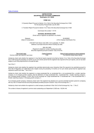 Thumbnail National Beverage
 10-Q Quarterly Report FY2024 