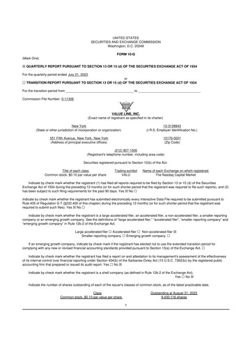 Thumbnail Value Line 10-Q Quarterly Report FY2024 