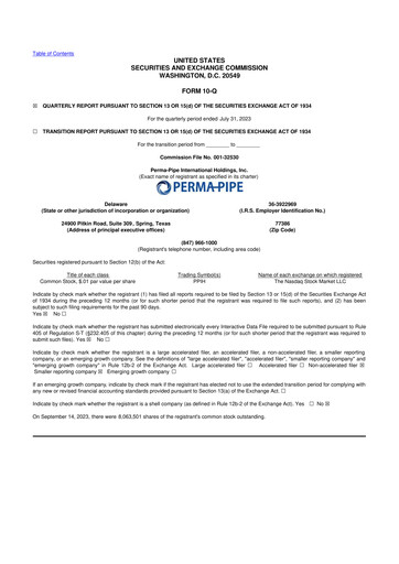 Thumbnail Perma-Pipe International 10-Q Quarterly Report FY2023 