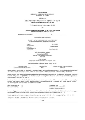 Vorschaubild Bassett Furniture 10-Q Quartalsbericht 2023 