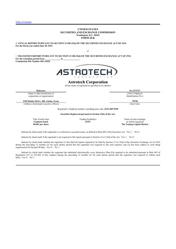 Thumbnail Astrotech 10-K Annual Report 2023