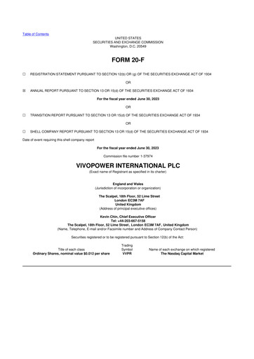 Thumbnail VivoPower 20-F Annual Report 2023