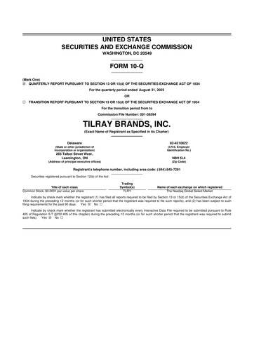Thumbnail Tilray Brands
 10-Q Quarterly Report FY2024 
