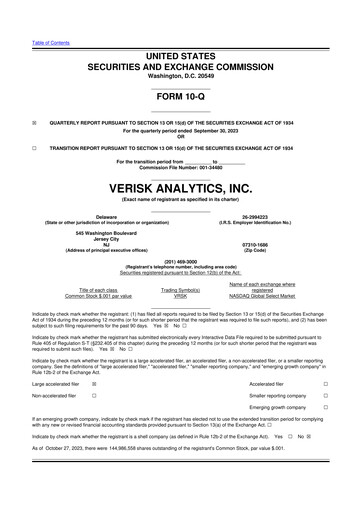 Miniature Verisk Analytics 10-Q Rapport trimestriel 2023 