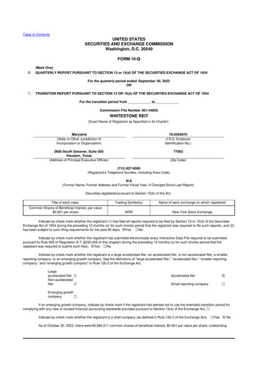 Thumbnail Whitestone REIT 10-Q Quarterly Report FY2023 
