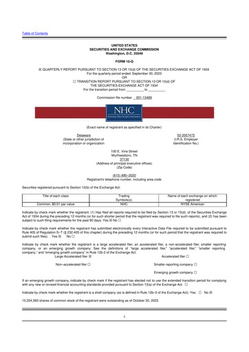 Thumbnail National Healthcare
 10-Q Quarterly Report FY2023 