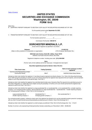 Thumbnail Dorchester Minerals 10-Q Quarterly Report FY2023 