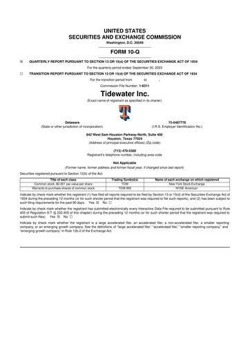 Thumbnail Tidewater 10-Q Quarterly Report FY2023 