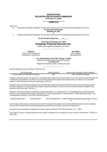 Thumbnail Kingsway Financial Services 10-Q Quarterly Report FY2023 