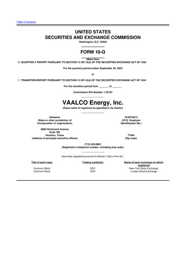 Thumbnail Vaalco Energy
 10-Q Quarterly Report FY2023 