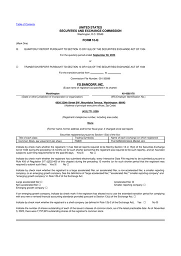 Thumbnail FS Bancorp 10-Q Quarterly Report FY2023 