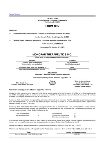 Thumbnail Monopar Therapeutics 10-Q Quarterly Report FY2023 