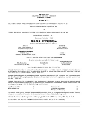 Thumbnail Trio-Tech International 10-Q Quarterly Report FY2024 Q1