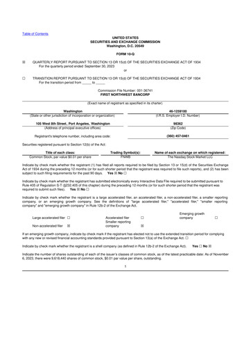 Thumbnail First Northwest Bancorp 10-Q Quarterly Report FY2023 