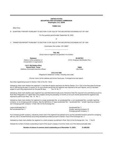 Miniature TSS, Inc. 10-Q Rapport trimestriel 2023 