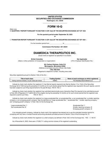 Thumbnail DiaMedica Therapeutics 10-Q Quarterly Report FY2023 