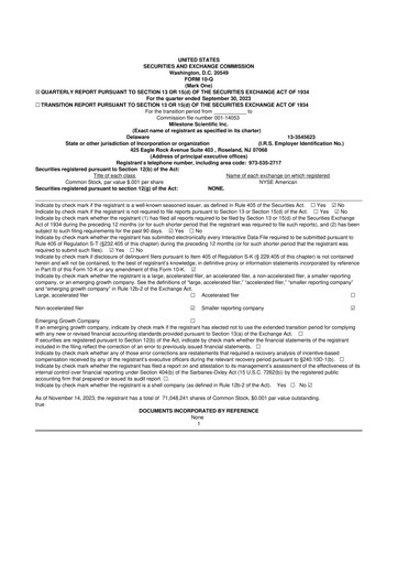 Thumbnail Milestone Scientific 10-Q Quarterly Report FY2023 