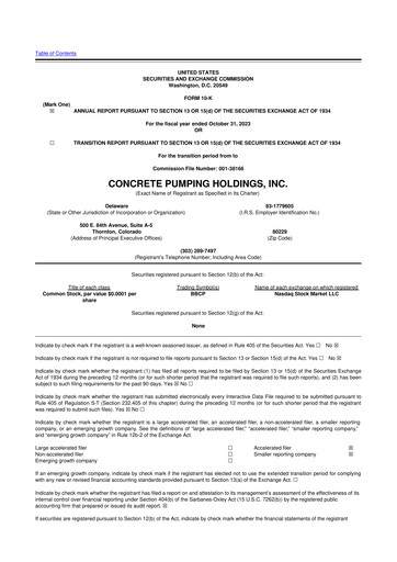 Vorschaubild Concrete Pumping Holdings 10-K Jahresbericht 2023