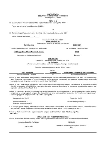 Thumbnail Insteel Industries 10-Q Quarterly Report FY2024 