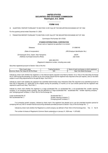 Thumbnail Standex International 10-Q Quarterly Report FY2024 