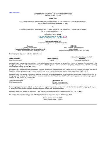 Thumbnail 1-800-Flowers.com, Inc.
 10-Q Quarterly Report FY2024 