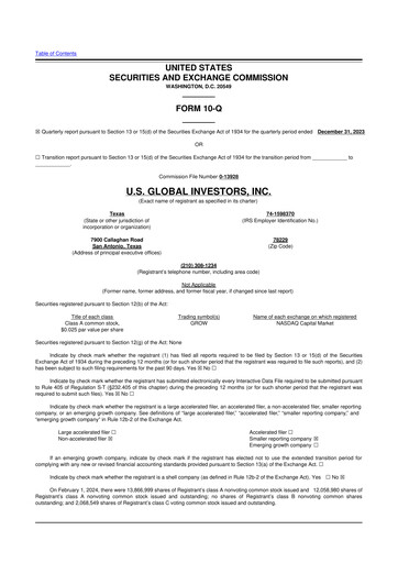 Thumbnail U.S. Global Investors 10-Q Quarterly Report FY2024 