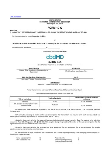 Thumbnail cbdMD 10-Q Quarterly Report FY2024 