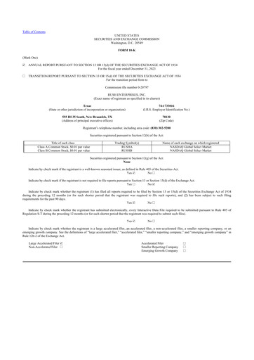 Thumbnail Rush Enterprises
 10-K Annual Report 2023