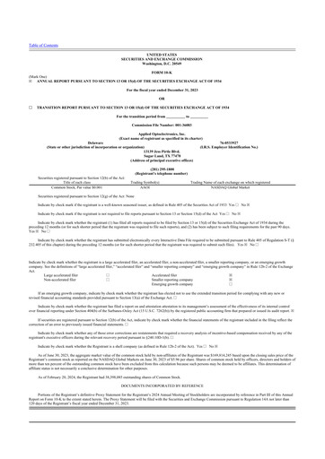 Thumbnail Applied Optoelectronics 10-K Annual Report 2023