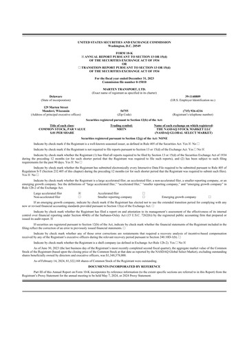 Thumbnail Marten Transport 10-K Annual Report 2023