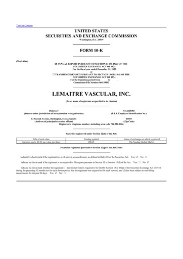 Thumbnail LeMaitre Vascular 10-K Annual Report 2023