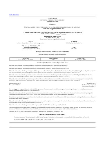 Thumbnail TG Therapeutics 10-K Annual Report 2023