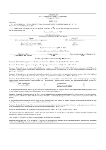 Thumbnail CoreCard 10-K Annual Report 2023