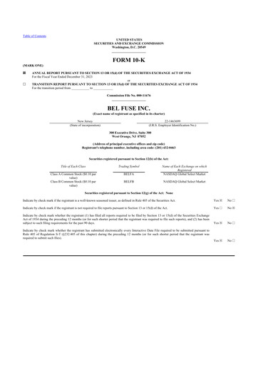 Thumbnail Bel Fuse 10-K Annual Report 2023