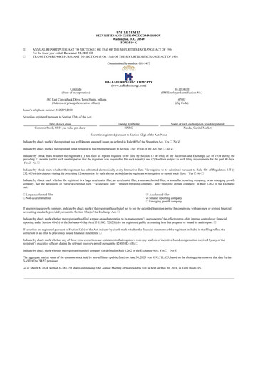 Thumbnail Hallador Energy Company
 10-K Annual Report 2023