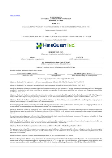 Thumbnail HireQuest 10-K Annual Report 2023