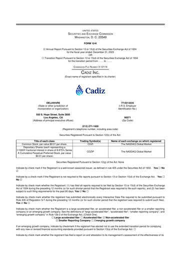 Vorschaubild Cadiz Inc. 10-K Jahresbericht 2023