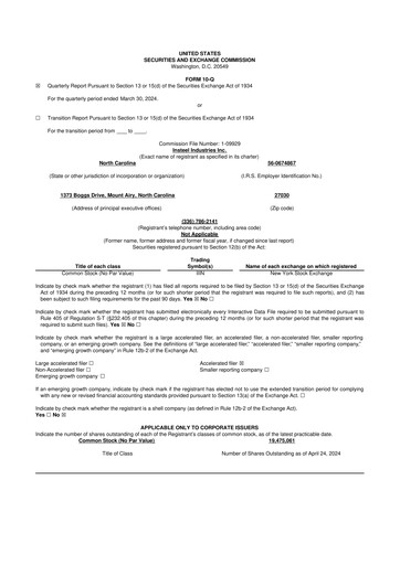 Thumbnail Insteel Industries 10-Q Quarterly Report FY2024 