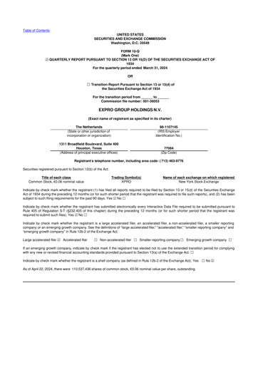 Miniature Expro Group 10-Q Rapport trimestriel 2024 