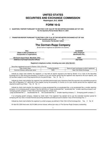 Vorschaubild Gorman-Rupp 10-Q Quartalsbericht 2024 