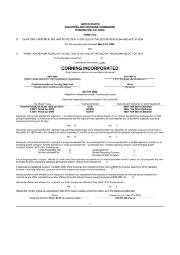 Miniature Corning 10-Q Rapport trimestriel 2024 