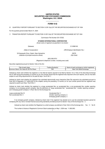 Thumbnail Standex International 10-Q Quarterly Report FY2024 