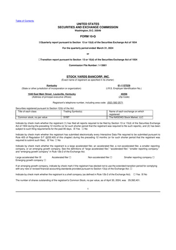 Thumbnail Stock Yards Bancorp 10-Q Quarterly Report FY2024 
